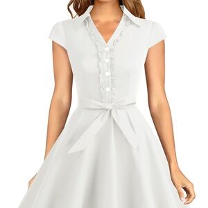 Elegant Teal Dress with Heart Buttons